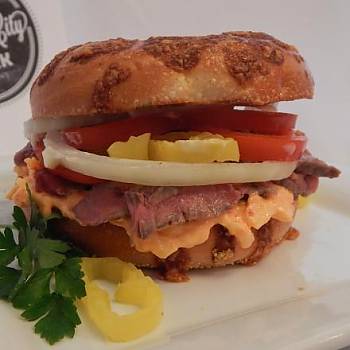 Pimento and Fried Green Tomato Steak Sandwich recipe