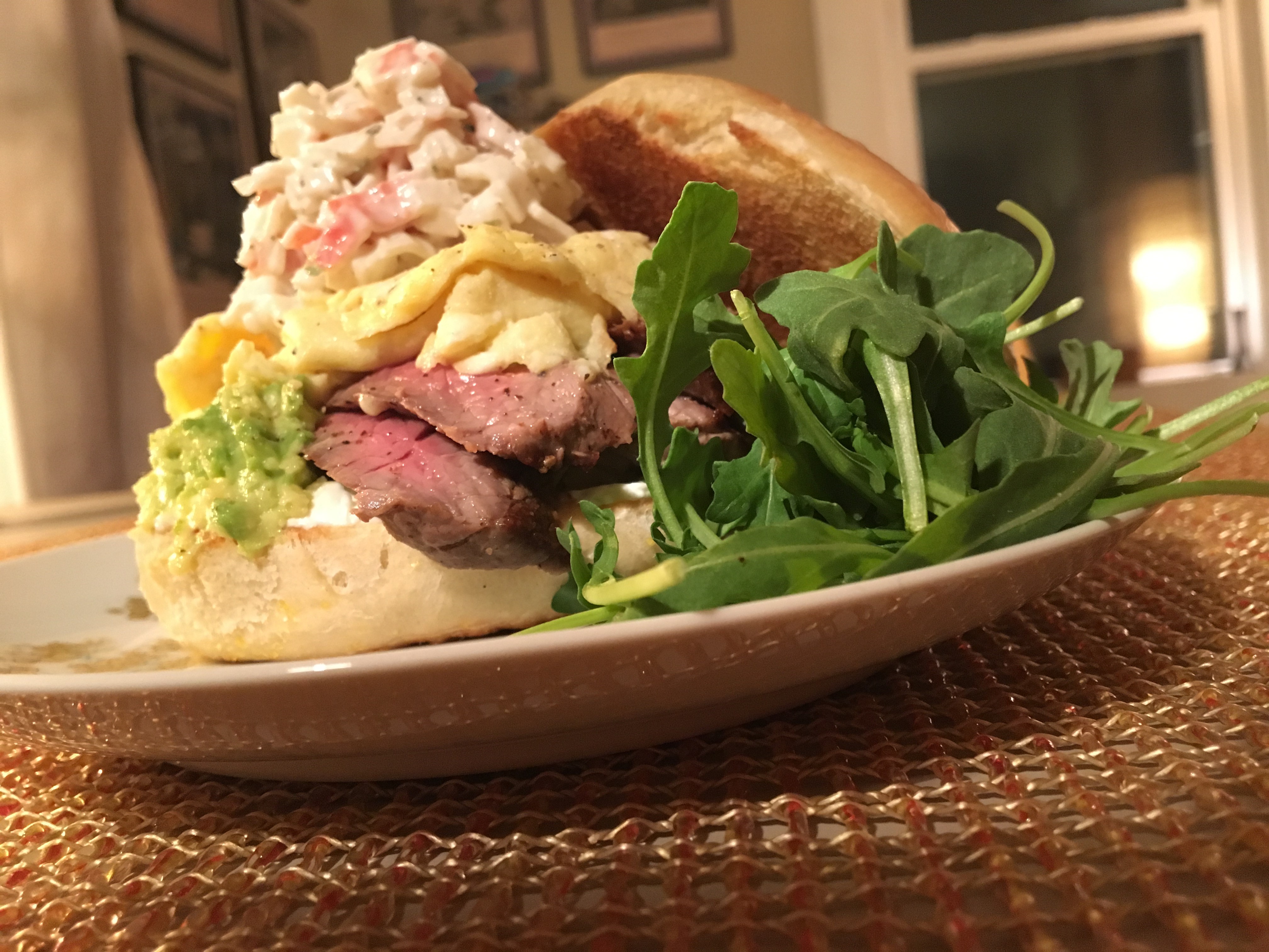 Steak, Egg and Crab Breakfast Bagel Recipe